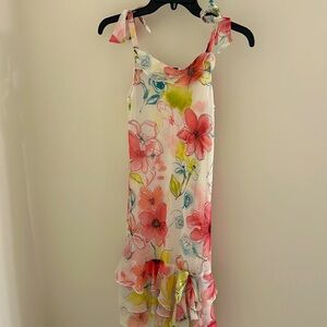 floral shimmery bow dress